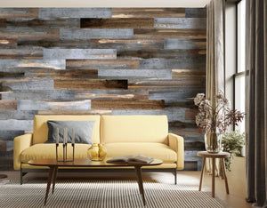 Shiplap Wall Paneling, Stick Wood Wall, Peel And Stick Shiplap, Stick On Wood Wall, Faux Wainscoting, Peel And Stick Wood, Stick Wood, Wood Wall Panels, Wall Planks