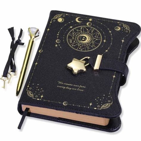 Celestial Book Cover, Cute Journals Covers, Astronomy Bookmark, Goth School Supplies, Diary With Lock And Key, Space Gift Ideas, Diary Aesthetics, Star Notebook, Cool Christmas Gifts