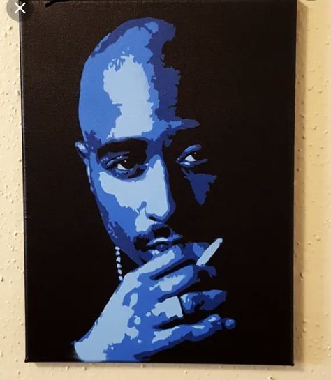 Canvas With Black Background, Tupac Pop Art, Tupac Painting, Painting With Black Background, Black Background Painting, Tupac Art, 2 Pac, Purple Painting, Canvas Drawing