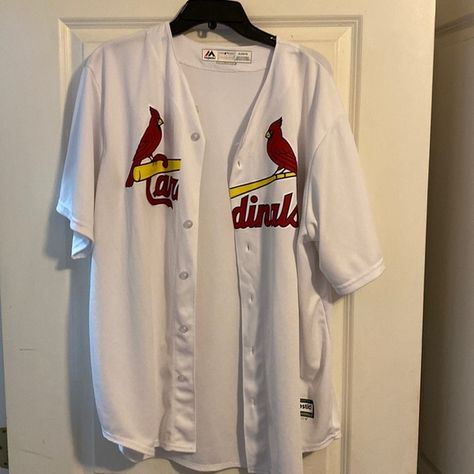 Baseball jersey cardinals Cardinals Jersey Outfit, Jersey Outfit, Baseball Jersey, Baseball Jerseys, Cardinals, Sports Jersey, Like New, Baseball, Closet