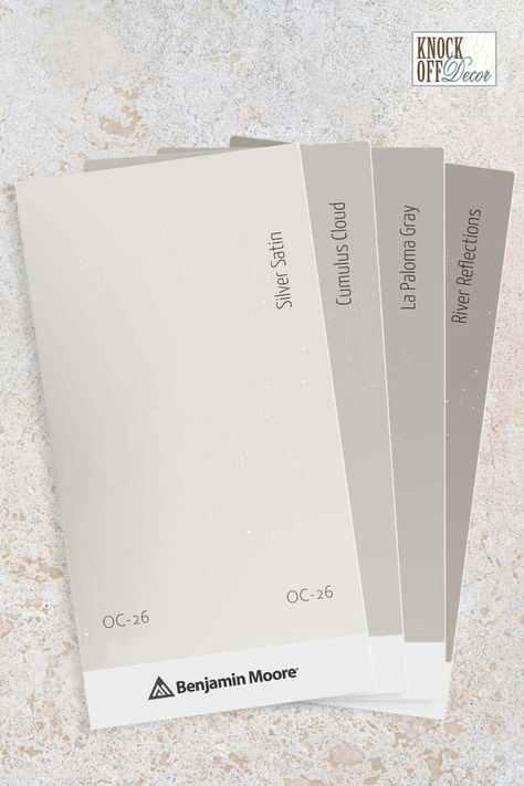 Silver Satin Paint Color, Bm Silver Satin, Silver Satin Benjamin Moore, Benjamin Moore Sea Salt, Warm Grey Paint Colors, Light Grey Paint Colors, Rental Ideas, Greige Paint Colors, Greige Paint