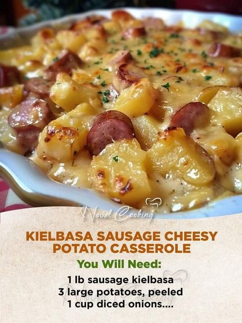 Keibasa Sausage And Potatoes Casserole, Potato Kielbasa Casserole, Cheesy Hashbrown Keilbasa Casserole, Cheesy Potato Kielbasa Casserole, Kielbasa Pasta Recipes, Easy Kielbasa Recipes, Potato’s And Kielbasa, Kilbasa Sausage Recipes, Best Goulash Recipes