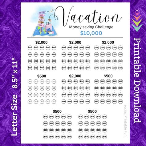 Family Vacation Cash Savings Challenge Printable for Saving Money for Getaway Travel Destination ... socialmediaplannerprintablefree #revisionplanner. Saving For Trip, Summer Saving Challenge, Summer Savings Challenge, Travel Savings Challenge, Saving For Travel, Save For Vacation, Money Notebook, Travel Savings Plan, Vacation Savings Plan