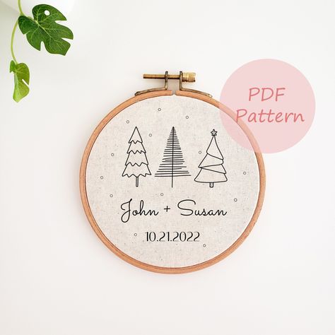 The listing is for DIGITAL FILE. No physical item will be shipped. Winter is coming and you know what that means. It's time to bring out the Christmas ornament, stockings, and wood decor to give your home a warm, festive look. The Personalized married Christmas ornament embroidery pattern is perfect for this season because it can be customized however you want with all sorts of hand embroidery design. This couple ornament PDF pattern not only makes a beautiful Christmas ornament for your tree an Tree Embroidery Pattern, Christmas Ornament Wall, Christmas Tree Embroidery Design, Christmas Tree Embroidery, Winter Embroidery, Ornament Wall, Tree Embroidery, Christmas Embroidery Patterns, Couples Ornaments