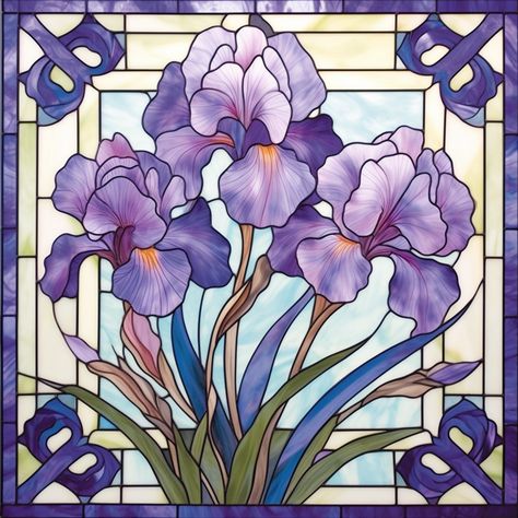 5D Diamond Painting Purple Iris Design Abstract Kit Offered by Bonanza Marketplace. www.BonanzaMarketplace.com #diamondpainting #5ddiamondpainting #paintwithdiamonds #disneydiamondpainting #dazzlingdiamondpainting #paintingwithdiamonds #flowerdiamondpainting #flowerdiamondart Glass Painting Patterns, Acrylic Painting Inspiration, Painting Purple, Mosaic Stained, Stained Glass Suncatchers, Stained Glass Flowers, Arts Crafts Style, Abstract Flower Painting, Art Stained