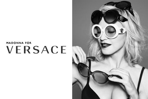 Madonna-for-Versace-SS15-advertising-campaign Versace Polo, Eyewear Campaign, Sunglasses Store, Versace Eyewear, Versace Sunglasses, V Magazine, Vogue Japan, Lifestyle Magazine, Vogue Italia