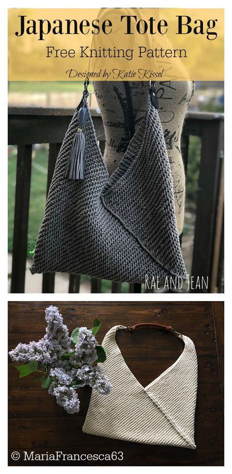 Projek Mengait, Japanese Tote Bag, Knitting Bag Pattern, Sac Diy, Easy Knitting Projects, Bag Pattern Free, Crochet Clutch, Bag Patterns To Sew, Bag Crochet