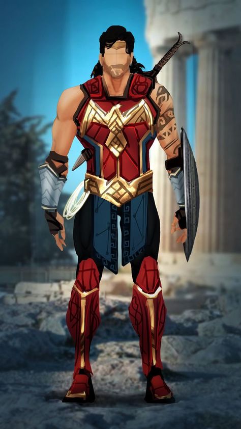 Wonder Man Dc, Wonder Woman Armor Design, Male Wonder Woman, Wonder Man Costume, Wonder Woman Suit, Wonder Woman Redesign, Wonder Family, Dc Comics Facts, Marvel Jean Grey