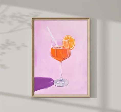 Funky prints on Etsy Shop - Link in bio 🍸 #fruit #PeacefulViews #PhotographyArt #SoftTones #NaturePhotography #CalmVibes #HomeDecor #PrintableArt #InstantDownload #WallArt #EtsyFinds #ArtForHome #MinimalistDecor #coastalart #DigitalDownload #DecorInspo #GalleryWall #etsyshop Aperol Spritz Painting, Aperol Painting, Spritz Art, Cocktail Aperol Spritz, Cocktail Painting, Fauvist Art, Spritz Cocktail, Funky Prints, Cocktail Wall Art