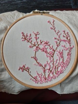 Cherry Blossom Embroidery, Accessories Design Sketch, Blossom Embroidery, Clothes Embroidery Diy, Back Embroidery, Textiles Projects, Embroidery Template, Floral Embroidery Patterns, Diy Embroidery Patterns