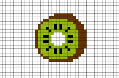 Fruit Pixel Art Grid, Kiwi Cross Stitch, Fruit Pixel Art, Pixel Art Fruit, Pixel Fruit, Pixel Template, Grid Design Pattern, Modele Pixel Art, Tiny Cross Stitch