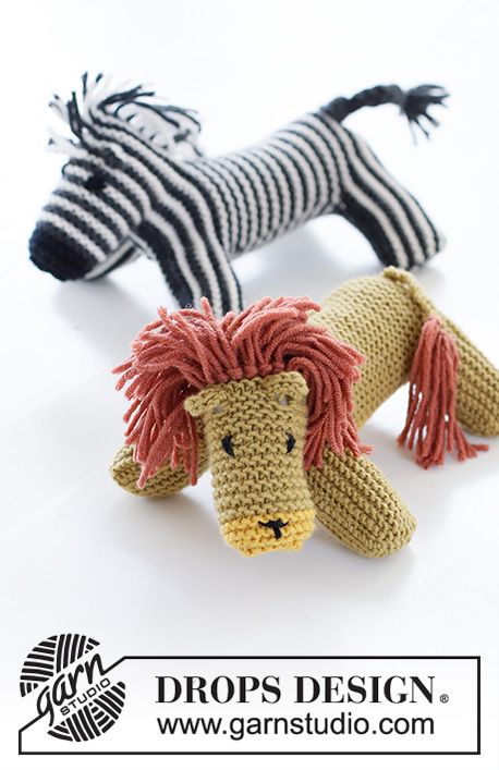 Kimba the Lion / DROPS Children 37-20 - Free knitting patterns by DROPS Design Knitting Patterns Free Dog, Magazine Drops, Lion Pattern, Knitted Doll Patterns, Baby Boy Knitting Patterns, Animal Knitting Patterns, Baby Boy Knitting, Knitted Cat, Knitted Flowers