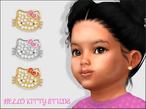 Ts4 Accessories, Deco Sims, Hello Kitty Stud Earrings, 4 Piercings, Toddler Cc Sims 4, Sims 4 Toddler Clothes, Sims 4 Piercings, Sims Baby, Cc Sims4