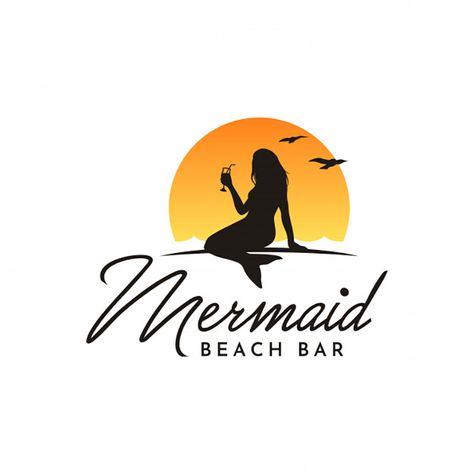 Karma Logo, Bar Logo Design, Mermaid Bachelorette, Surf Logo, Pop Ideas, Beach Logo, Drinks Logo, Bar Logo, Mermaid Beach