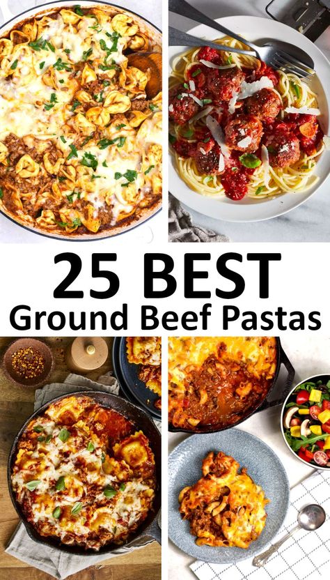 The 25 BEST Ground Beef Pasta Recipes - GypsyPlate Pasta Recipes Hamburger Meat, Chop Meat Pasta Recipes, Best Ground Beef Pasta Recipes, Easy Dinner Recipes With Ground Beef Pasta, Ground Beef Pasta Bake Recipes, Gluten Free Ground Beef Pasta Recipes, Casseroles With Ground Beef Pasta, Ground Meat And Pasta, Quick Pasta Recipes Ground Beef