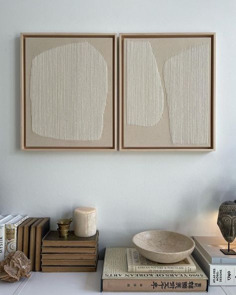 Unique artwork by SILVIJA KICIVOJ the perfect pair. both 40x50x2 cm wool thread on raw canvas framed #artwork #artgallery #artist #painting #fineart #interiorstyling… | Instagram Thread Art On Canvas, Paintings Ideas On Canvas, Minimalist Japandi, Minimal Artwork, Embroidery Canvas, Raw Canvas, Office Artwork, Diy Abstract Canvas Art, Scandi Home