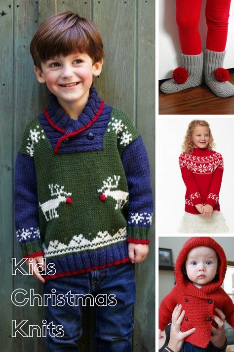 Free Christmas knitting patterns for kids, including sweaters, hats and socks. Knitting Patterns For Kids, Baby Christmas Sweater, Christmas Knits, Christmas Knitting Patterns Free, Knitted Christmas Jumpers, Patterns For Kids, Christmas Knit, Kids Knitting Patterns, Baby Boy Knitting Patterns