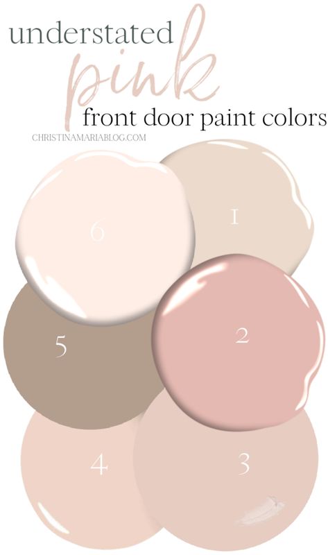 understated pink front door colors Paint Color Guide, Pink Front Door, Front Door Inspiration, Oak House, Pink Paint Colors, Living Colors, Paint Palettes, Door Paint, Front Door Paint Colors