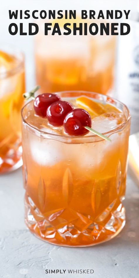 Skip the supper club and make this classic cocktail at home. This Wisconsin brandy old fashioned recipe can be made sweet or sour. Swap whiskey if you want, just don’t forget the cherries. #oldfashioned #brandy Ole Fashioned Cocktail, Brandy Sour Cocktails, Brandy Old Fashioned Sweet, Brandy Old Fashioned Recipes, Wisconsin Old Fashioned Cocktail, Cocktails With Brandy, Brandy Recipes Drinks, Drinks With Brandy, Brandy Old Fashioned Wisconsin