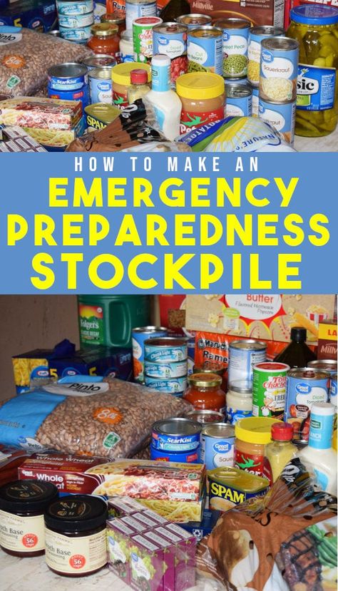 Learn how to build an emergency stockpile on a budget with this list of food and pantry items.  When to build  emergency pantry meals to have on hand. Preppers Pantry Stockpile List, Food Stockpile List, Emergency Stockpile, Emergency Pantry, Food Stockpile, Emergency Preparedness Food Storage, Pantry Meals, Survival Food Storage, Pantry List