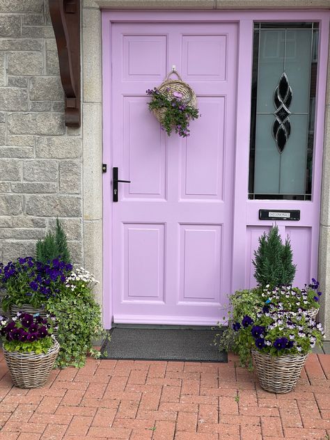 Front Door Flowers, Lilac Paint, Purple Paint Colors, Front Door Paint Colors, Exterior House Color, Door Paint Colors, Painted Front Doors, House Front Door, House Doors