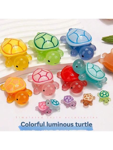 100pcs Glow-In-The-Dark Miniature Resin Figurines, Garden Animal Decorations, Miniature Landscape Decorations, Outdoor Patio Decor, Fish Tank Ornaments, DIY Keychains And Cake Toppers, Ideal Birthday Party Favors [Random Colors] Multicolor    ABS     Hobbies, Collections, Parties, size features are:Bust: ,Length: ,Sleeve Length: Turtle Cute, Small Turtle, Turtle Ornament, Aquarium Landscape, Small Turtles, Resin Accessories, Turtle Decor, Turtle Figurines, Garden Animals