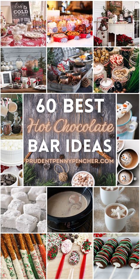 Keep your christmas party guests warm this winter with one of these creative hot chocolate bars. There are not only ideas for hot cocoa bars, but there are also hot chocolate recipes and hot chocolate topping ideas. These hot chocolate bar ideas will look great in your christmas kitchen! Christmas Cocoa Bar, Chocolate Bar Ideas, Hot Chocolate Bar Ideas, Hot Cocoa Bars, Hot Chocolate Bar Party, Christmas Hot Chocolate Bar, Hot Chocolate Toppings, Hot Cocoa Party, Hot Cocoa Bar Sign