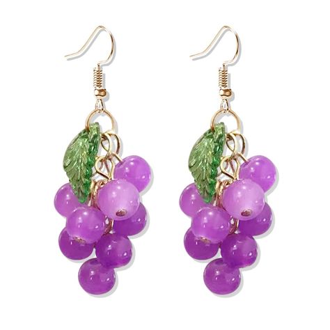 3d Beaded Earrings, Fall Bead Jewelry, Grapes Earrings, Handmade Earings, Diy Wire Jewelry Rings, Fruit Shape, Grape Earrings, Wire Jewelry Rings, Lucite Jewelry