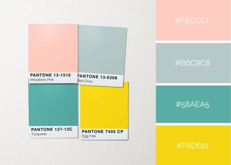 Hex Color Codes- Pink, Soft Blue, Turquoise, Yellow Pink Yellow Turquoise Color Schemes, Palettes Color, Navy Color Scheme, Turquoise Color Scheme, Color Combinations Home, Paint Color Chart, Turquoise Color Palette, Yellow Colour Scheme, Turquoise Painting