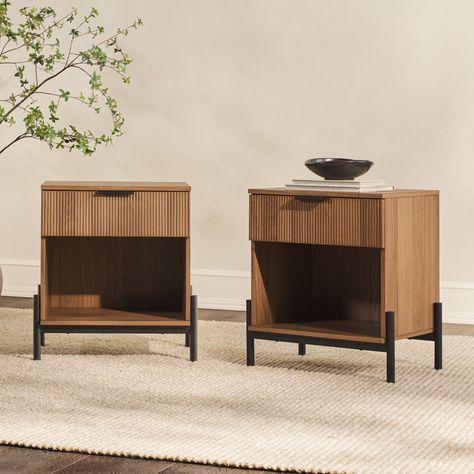 Hokku Designs Ridvan 1 - Drawer Nightstand & Reviews - Wayfair Canada Scandinavian Nightstand, Nightstand Set Of 2, Mid Century Dining, Pedestal Dining Table, Modern Scandinavian, Wood Drawers, Solid Wood Dining Table, Metal Drawers, Drawer Nightstand