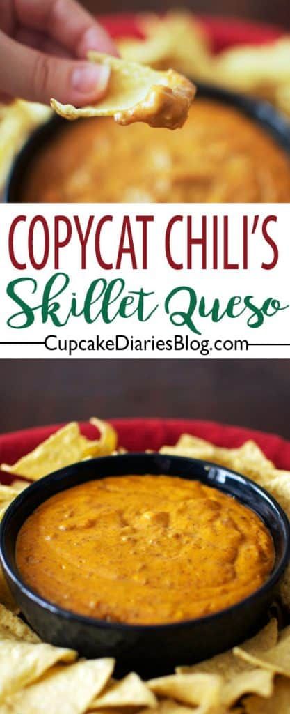 Chili Queso Dip, Copycat Chili, Chili Cheese Dip, Queso Dip Recipe, Queso Dip Recipes, New Year's Eve Appetizers, Queso Recipe, Soup Appetizers, Cheesecake Dip