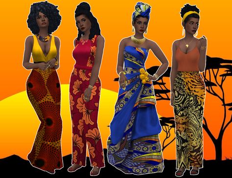 mmcc and lookbooks Sims 4 African, African American Clothing, American Clothes, Clothes Cc, Sims 4 Black Hair, Traditional African Clothing, The Sims 4 Packs, Sims Games, Sims 4 Dresses