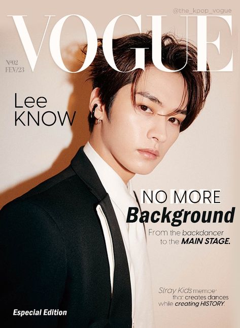 Stray Kids Magazine Cover, Lee Know Vogue, Lee Know Magazine, Kpop Lee Know, Gucci Ad, Kpop Cover, Kpop Stray Kids, Y2k Posters, Cover Magazine