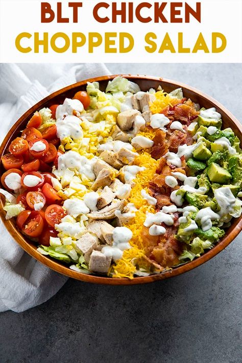 Easy Chopped Salad, Blt Chicken, Salty Marshmallow, Blt Salad, Chicken Crispy, Salad For Lunch, Chopped Salad Recipes, Chicken Chopped Salad, Dinner Salad