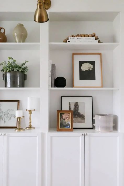 8 Items To Use For Simple Shelf Styling - The Sommer Home Mdf Trim, Ikea Book, Billy Oxberg, Bookcase Hack, Billy Ikea, Billy Bookcase Hack, Ikea Billy Bookcase Hack, Ikea Bookcase, Bookcase Styling