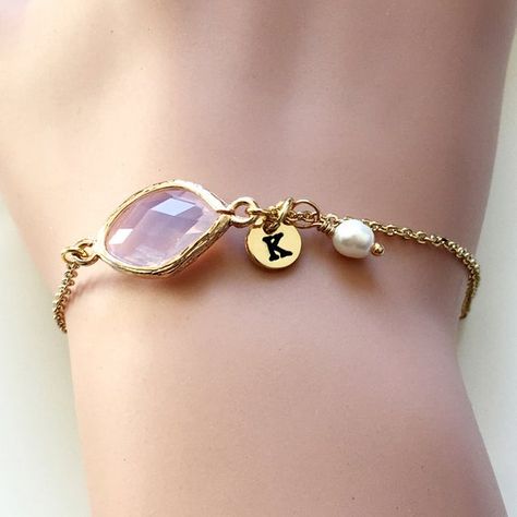 Best friend Bridesmaids Bracelet Gift 14K Gold Plated | Etsy Bridesmaid Pearl Bracelet, Bridesmaid Bracelet Gift, Pearl Bracelet Wedding, Lucky Charm Bracelet, Flower Girl Bracelets, White Pearl Bracelet, Bracelet Flower, Bracelet Initial, Bracelet Love