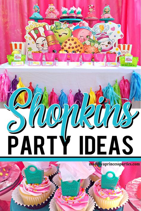 Shopkins Birthday Party Ideas - Made by A Princess Shopkins Birthday Party Decoration, Shopkins Birthday Party Ideas, Shopkins Party Decorations, Shopkins Bday, Emma 2020, Shopkins Birthday Party, Shopkins Party, Shopkins Birthday, Birthday Party Snacks