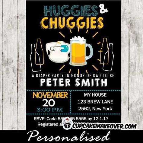 Huggies And Chuggies Party, Beer Invitation, Beer Pretzels, Man Shower, Baby Q, Dad Baby, Baby Shower Diapers, Baby Sprinkle, Baby Shower Diy