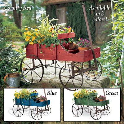 Amish Wagon Decorative Garden Planter Backyard Planter, Wagon Garden, Backyard Planters, Wagon Planter, Wood Wagon, Garden Wagon, Wheelbarrows, Wooden Wagon, Indoor Outdoor Planter