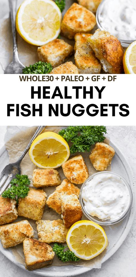 Healthy Baked Fish Nuggets - The Wooden Skillet Whole Food Fish Recipes, Whole 30 Flounder Recipes, Whole 30 Fish Recipes, Dairy Free Fish Recipes, Whole 30 Fish, Macro Foods, Df Meals, Gut Food, Fish Nuggets