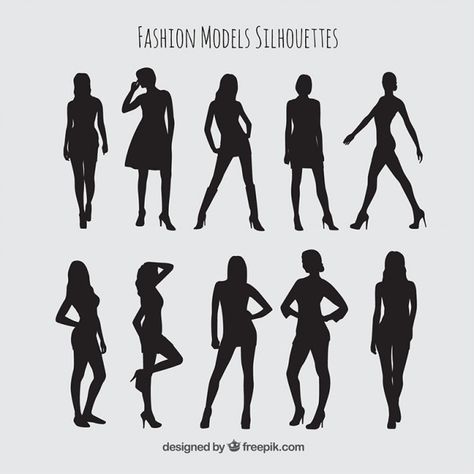 Fashion models silhouettes set | Free Vector #Freepik #freevector Model Illustration, Anatomy Models, Vintage Mannequin, Fashion Silhouette, Girl Silhouette, Silhouette Free, Graphic Editing, Woman Silhouette, Set Free