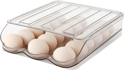 Amazon.com: MesRosa Egg Holder for Refrigerator, Automatically Rolling Egg Storage Container for Refrigerator,Large Capacity Egg Organizer for Fridge with Lid,Clear Plastic Egg Dispenser, Tray & Bin -1 Layer : Appliances Egg Organizer, Slope Design, Egg Container, Fridge Organisers, Egg Tray, Egg Storage, Refrigerator Organization, Rolling Storage, Refrigerator Storage