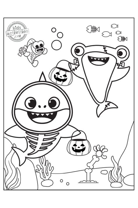 Today we have Halloween Baby Shark coloring pages! Kids of all ages will love these super cute and festive Halloween Baby Shark coloring pages! You can Baby Shark Coloring Pages, Baby Shark Halloween, Halloween Activity Sheets, Shark Halloween, Cute Halloween Coloring Pages, Halloween Pumpkin Stencils, Free Halloween Coloring Pages, Halloween Coloring Sheets, Free Kids Coloring Pages