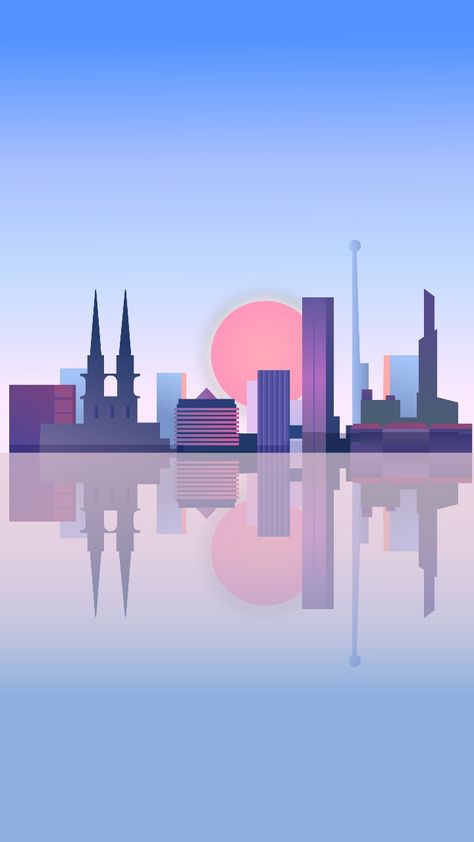 City Scape Mural, Toon Shader, Flat Illustration Design, Rotterdam Skyline, Design For Project, Melbourne Skyline, Gradient Illustration, One Wallpaper, Anime Bg