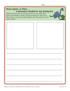 Free printable Kindergarten writing prompt - A Dinosaur in my Yard! Free Dinosaur Printables, Dinosaur Worksheets, Dinosaur Lesson, Free Printable Kindergarten, Kindergarten Writing Prompts, Self Esteem Worksheets, Critical Thinking Activities, Printable Kindergarten, Dinosaur Printables