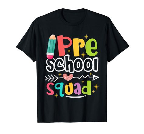 PRICES MAY VARY. Are you a Preschool teacher or student who searching a funny design for this back to school? Then this Preschool squad shirt is the best choice for you. Back to school tshirt for any teachers, students who loves celebrate 1st day of school party! Happy first day of Preschool shirt design for Preschool teacher, student, classmates, school staff, men, women. Great gifts for son, daughter, back to school, teacher day, thanksgiving, Christmas, 1st day of school, last day of school o First Day Of Preschool Shirt, School Last Day, Teacher Preschool, First Day Of Preschool, Gifts For Son, Preschool Shirts, Teacher Day, School Staff, Teacher Student