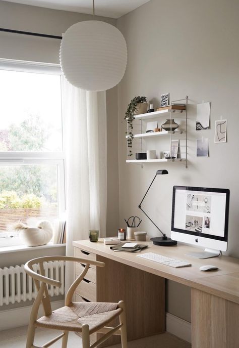 A home-office revamp with an IKEA desk hack | These Four Walls Mittback Ikea Desk Hack, Ikea L Shaped Desk, Simple White Desk, Standup Desk, Aesthetic Setup, Office Revamp, Diy Office Desk, Bedroom Colours, Ikea Desk Hack