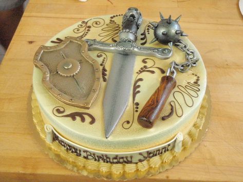 Medieval Cake by *PokemonMasta on deviantART Medieval Cake, Knight Cake, Medieval Party, Fantasy Cake, Harry Potter Cake, Gateaux Cake, Angel Cake, Childrens Birthday Cakes, First Birthday Cakes