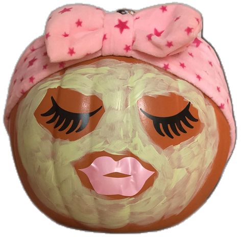 Pumpkin decorations Spa Decorated Pumpkin, Pumkin Paintings Idea Cute Girly, Spa Pumpkin Painting Ideas, Spa Day Pumpkin Painting, Spa Day Pumpkin Decorating, Spa Pumpkin Decorating, Pumpkin Carving Ideas To Win Contest, Spa Day Pumpkin, Spa Pumpkin Painting