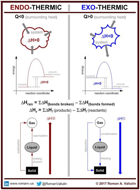 Exothermic-Endothermic Processes Chemistry Teaching Ideas, Thermochemistry Notes, Endothermic And Exothermic, Chemistry Help, Organic Chemistry Study, Gcse Chemistry, Chemistry Study Guide, Chemistry Basics, Study Chemistry